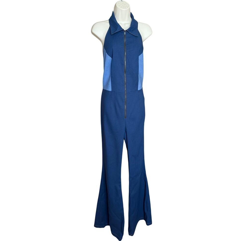 Smak Parlour Unique Vintage Stretch Denim Halter Jumpsuit Retro 1960’s 1X NWOT